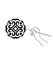 Technique au pochoir et au pinceau